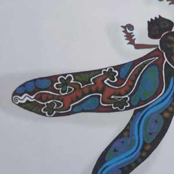 Three Dragonflies Art prints with Subliminal Wing Designs framed in a White Wood - Picture 11 of 12